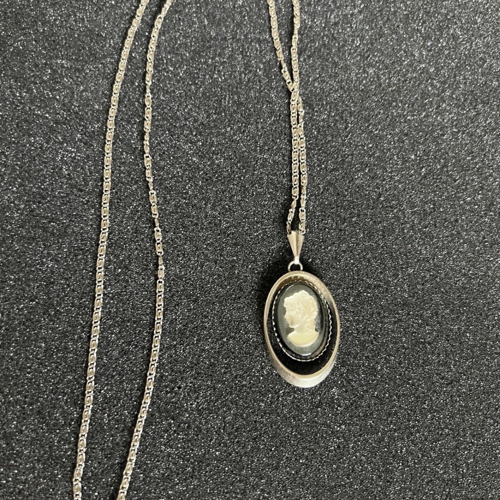 Vintage silver cameo necklace